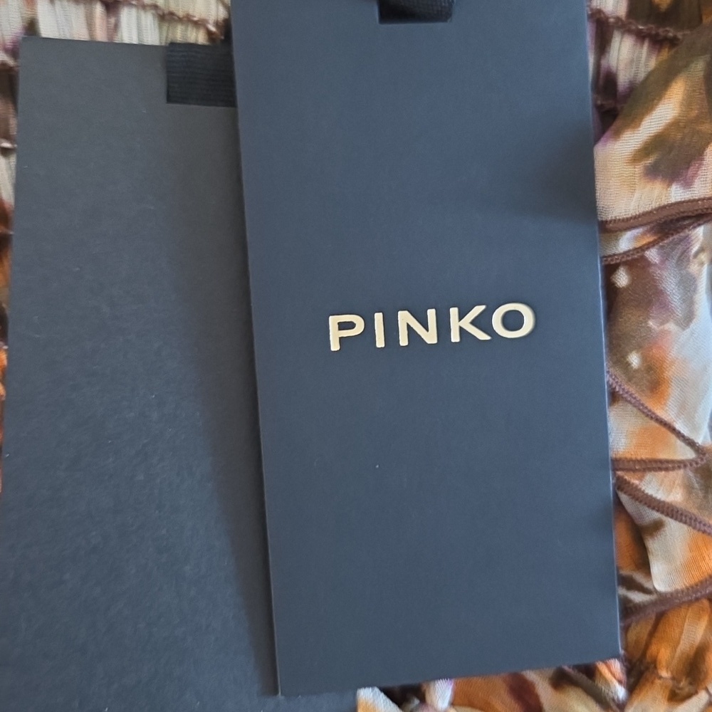 NWT Pinko Floral Mini Dress in Brown and Cream - Picture 15 of 16